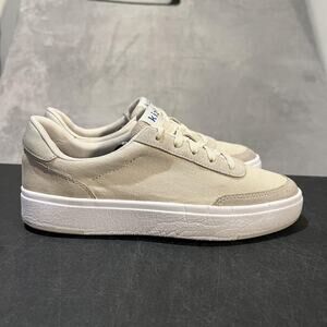 Kizik Prague Shoes Mens Size 7.5 Beige Canvas Suede Hands Free DPRABW01-1D